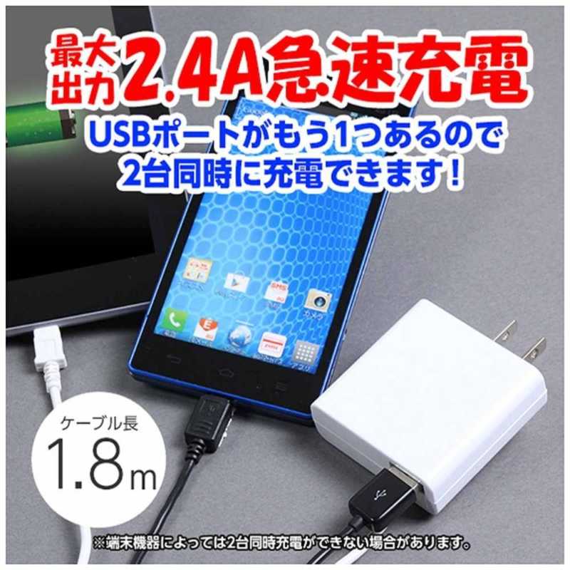 オズマ オズマ タブレット/スマートフォン対応AC充電器+USBポート 2.4A(1.8m/1ポート) IACU-SP02WN IACU-SP02WN