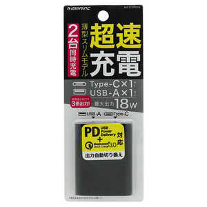 インプリンク PD対応Type-C/1USBポート平型AC18W BK IAC1CUPD18BK