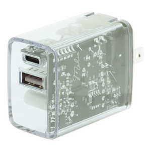 インプリンク PD対応TypeC/USB-AクリアAC充電器20W CL IMAC1CU20CL