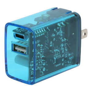 インプリンク PD対応TypeC/USB-AクリアAC充電器20W CLBL IMAC1CU20CLBL