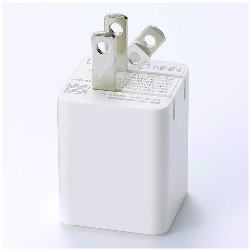 ビックアイデア ビックアイデア PDアダプター 30W ［2ポート(タイプA タイプC) / USB Power Delivery対応 / GaN(窒化ガリウム) 採用］ ホワイト BIT-ACPD302AW BIT-ACPD302AW