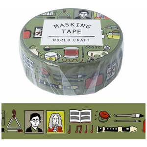 ワールドクラフト マスキングテープ15mm 音・書・図・家 MT15-043