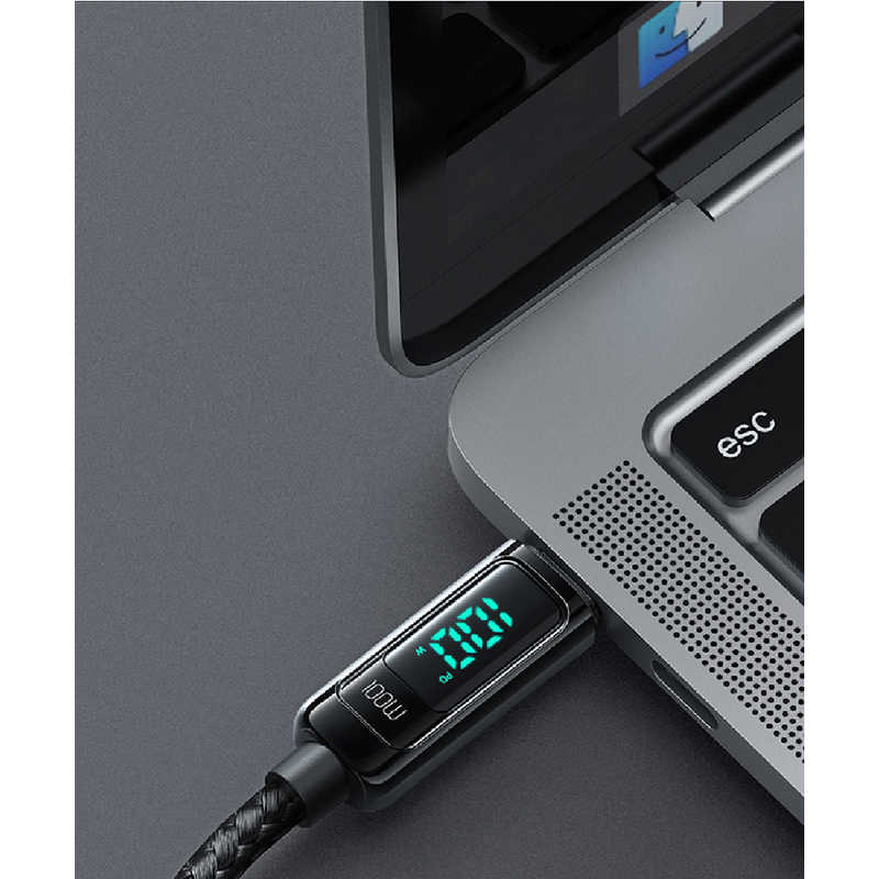グローチャー グローチャー 最大100W出力対応のハイエンド充電ケーブル(斬新なワット数表示/USB-C /耐摩耗性/長さ1.2m)ブラック GeeCable-Mc GeeCable-Mc