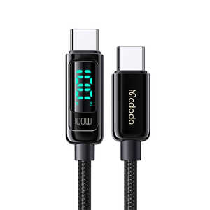 グローチャー 最大100W出力対応のハイエンド充電ケーブル(斬新なワット数表示/USB-C /耐摩耗性/長さ1.2m)ブラック GeeCable-Mc