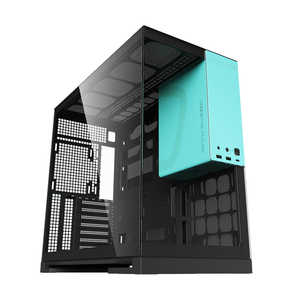 GEOMETRICFUTURE PCケース ［ATX / Micro ATX / Extended ATX / Mini-ITX］ Model 5 ブラック/ターコイズブルー GF-M5-BB