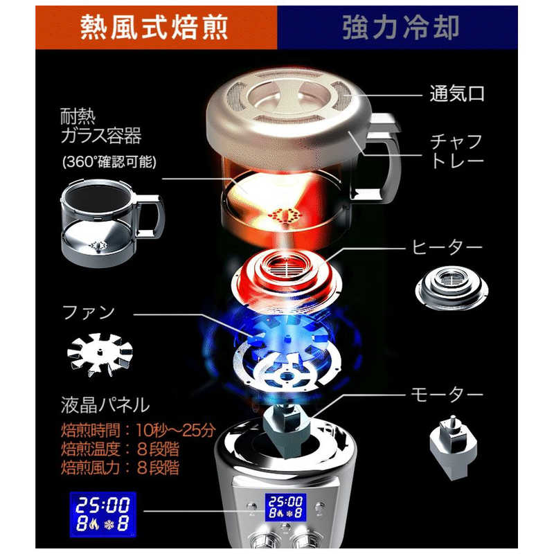 ソウイジャパン ソウイジャパン 本格コーヒー生豆焙煎機 SOUYI コーヒー焙煎機(微調整機能付き)  SY121N SY121N