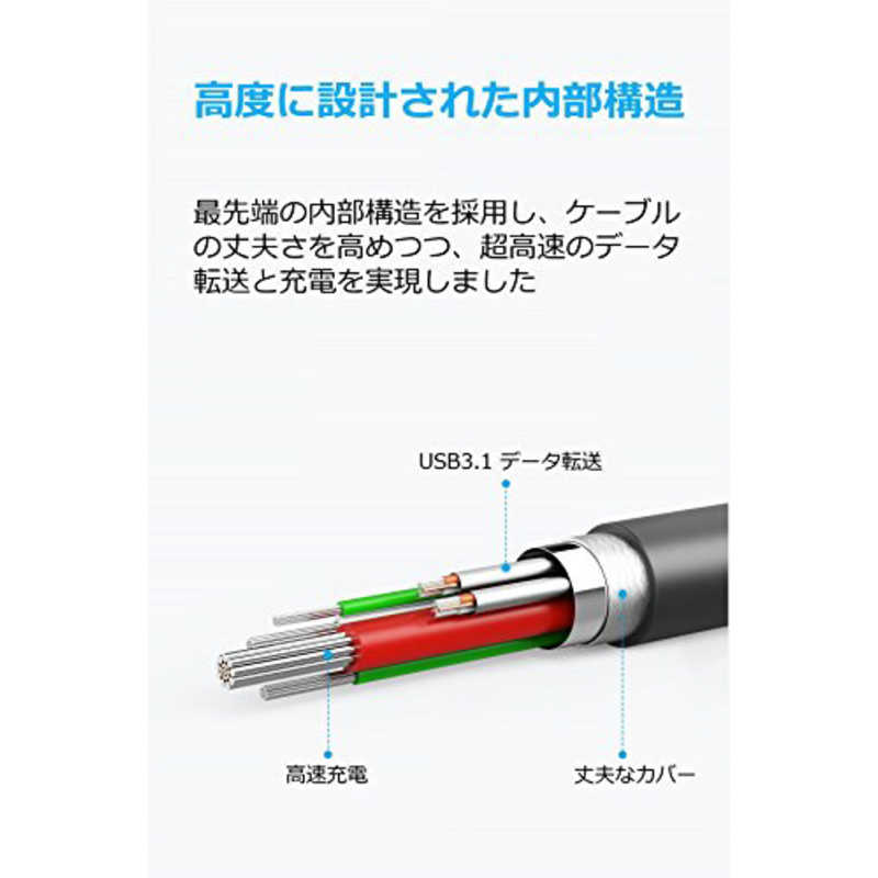 アンカー アンカー Anker PowerLine II USB-C & USB-A 3.1(Gen2) ケーブル(0.9m) black [0.9m] A8465011 A8465011