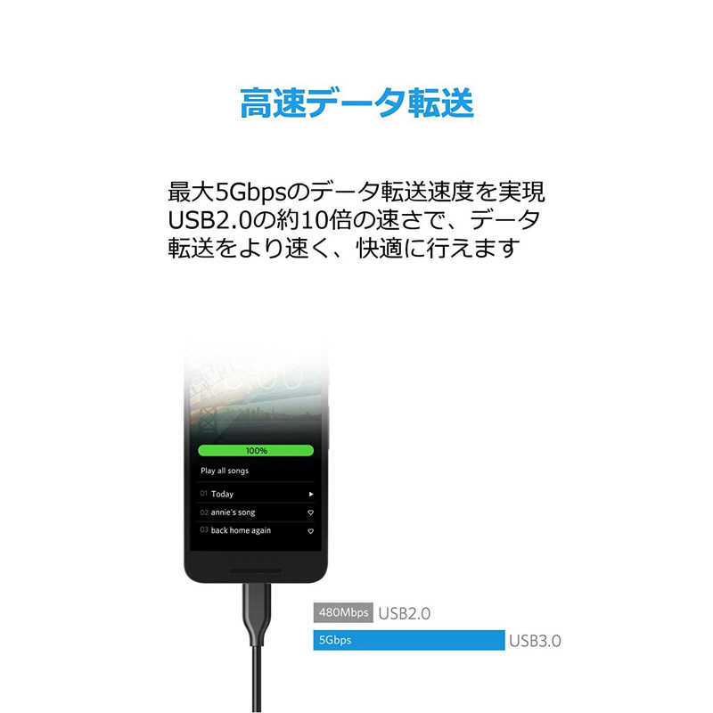 アンカー Anker Japan アンカー Anker Japan Anker 【3本セット】PowerLine USB-C & USB-A 3.0ケーブル black B8163013 B8163013