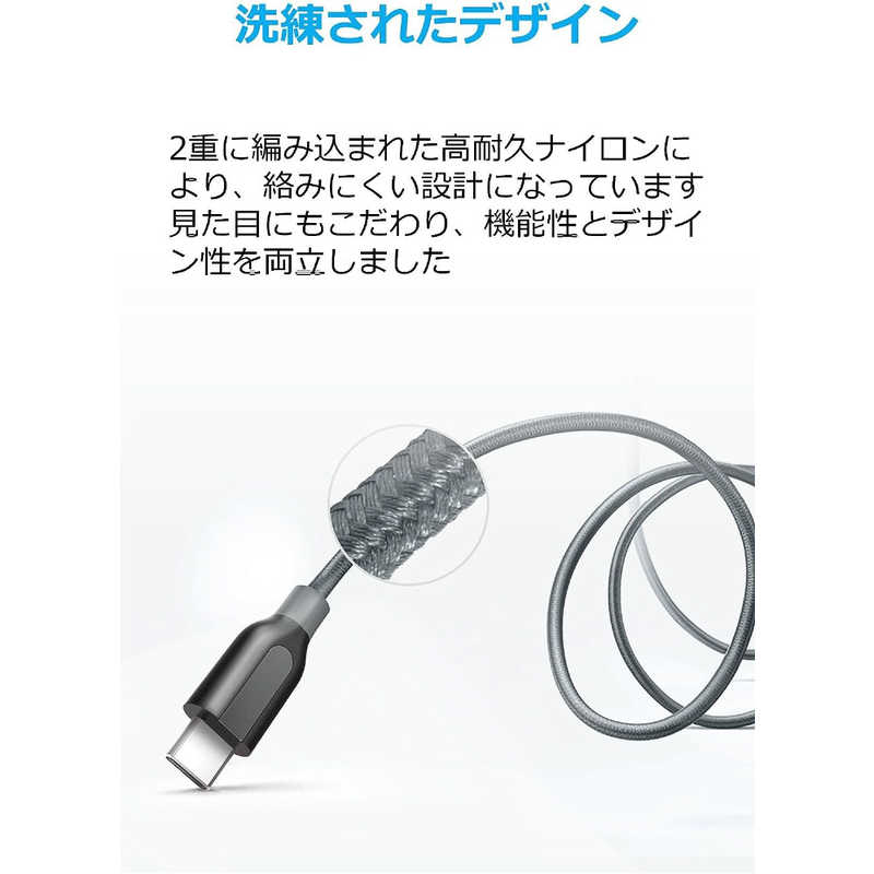 アンカー Anker Japan アンカー Anker Japan Anker PowerLine＋ USB-C ＆ USB-A ケーブル 0.9m グレー A81680A2 A81680A2
