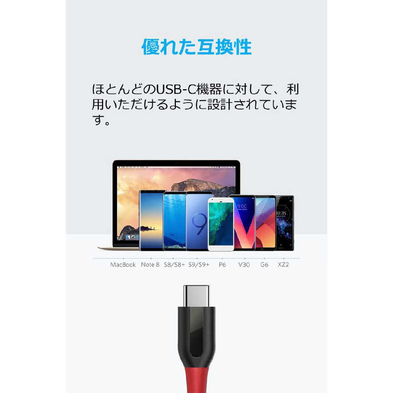 アンカー Anker Japan アンカー Anker Japan Anker PowerLine+ USB-C & USB-A 2.0 ケーブル (3.0m) red A8267091 A8267091