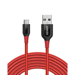 アンカー Anker Japan Anker PowerLine+ USB-C & USB-A 2.0 ケーブル (3.0m) red A8267091