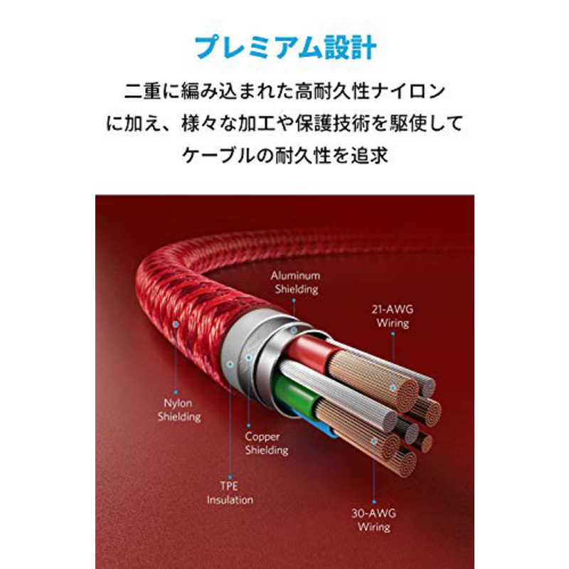 アンカー アンカー Anker PowerLine+ II USB-C ＆ ライトニング ケーブル(0.9m) red A8652091 A8652091