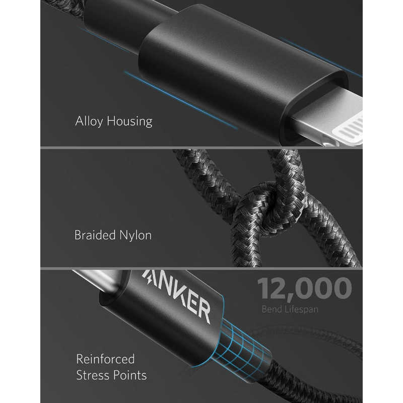 アンカー Anker Japan アンカー Anker Japan USB-C ⇔ Lightning 充電ケーブル [1.8m/USB PD対応/MFi認証] ブラック A8623011 A8623011