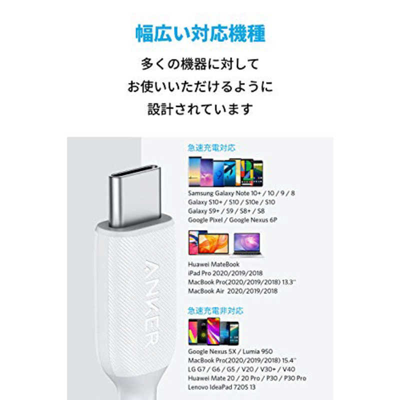 アンカー Anker Japan アンカー Anker Japan Anker PowerLine III USB-C & USB-C 2.0 ケーブル ホワイト [0.3m] A8851021 A8851021