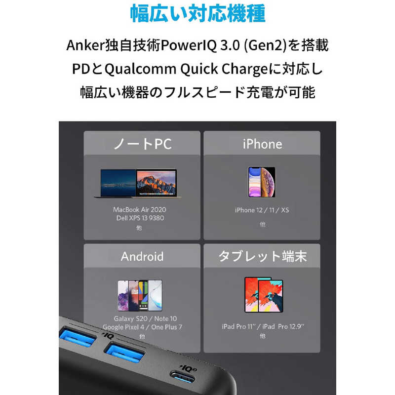 アンカー Anker Japan アンカー Anker Japan Anker PowerCore III 19200 45W with PowerPort III 65W Pod black [19200mAh/3ポート/USB PD対応/USB-C/充電タイプ] B1285111 B1285111