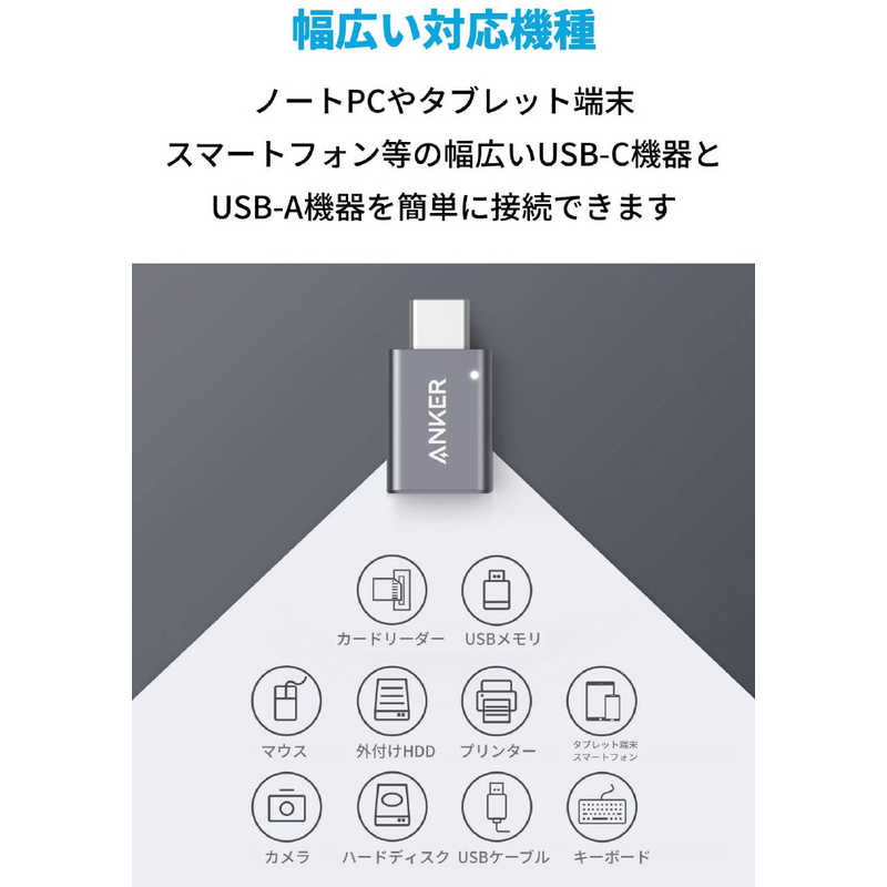 アンカー Anker Japan アンカー Anker Japan ［USB-C オス→メス USB-A］3.0変換アダプタ（2個セット） グレー B87310A1 B87310A1