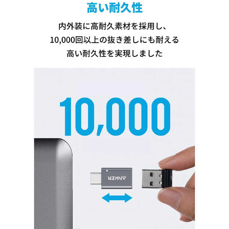 アンカー Anker Japan アンカー Anker Japan ［USB-C オス→メス USB-A］3.0変換アダプタ（2個セット） グレー B87310A1 B87310A1