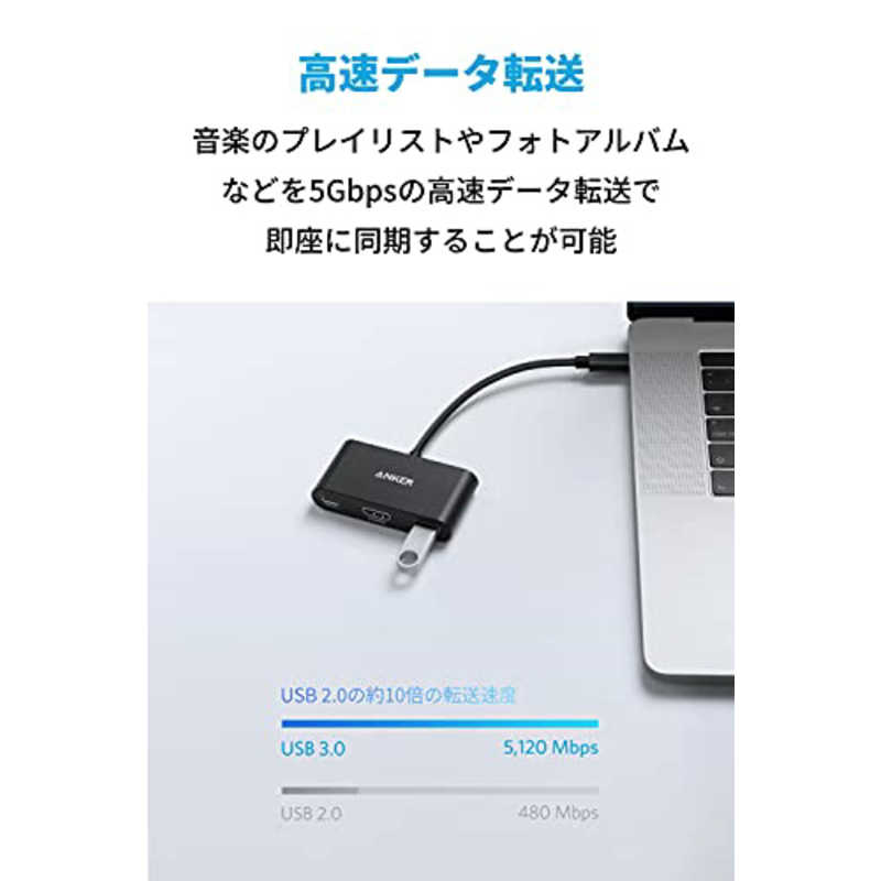 アンカー Anker Japan アンカー Anker Japan ［USB-C オス→メス HDMI / USB-A / USB-C］ USB PD対応 100W ドッキングステーション グレー [USB Power Delivery対応] A83390A1 A83390A1