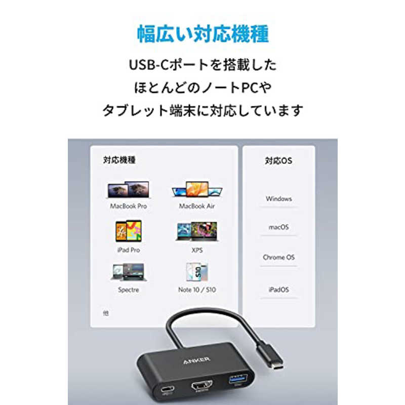 アンカー Anker Japan アンカー Anker Japan ［USB-C オス→メス HDMI / USB-A / USB-C］ USB PD対応 100W ドッキングステーション グレー [USB Power Delivery対応] A83390A1 A83390A1