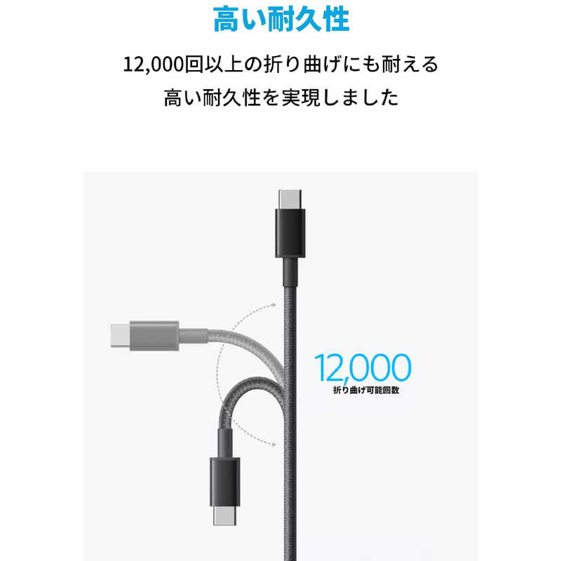 アンカー Anker Japan アンカー Anker Japan Anker 331 高耐久ナイロン USB-C & USB-C ケーブル 0.3m (ブラック) Black [約0.3m ※長さは端子部分も含めて計測/USB Power Delivery対応] A8751011 A8751011