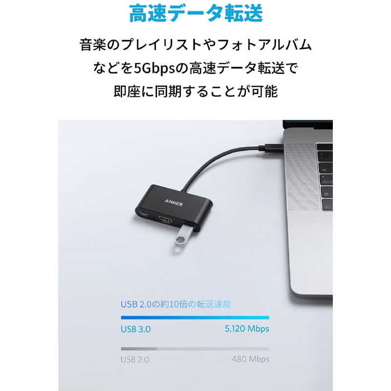 アンカー Anker Japan アンカー Anker Japan 映像変換アダプタ [USB-C オス→メス HDMI/USB-A＋USB-Cメス給電/USB Power Delivery対応/90W] 4K対応  グレー A8339NA1 A8339NA1