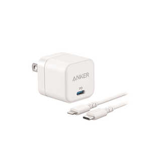 アンカー Anker Japan Anker PowerPort III 20W Cube with USB-C & Lightning ケーブル White [1ポート/USB Power Delivery対応] B2149N21