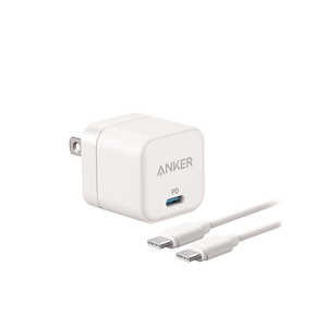 アンカー Anker Japan Anker PowerPort III 20W Cube with USB-C & USB-C ケーブル White [1ポート/USB Power Delivery対応] B2149N22