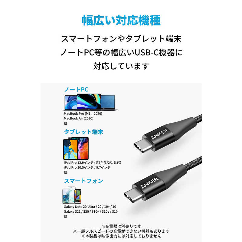 アンカー Anker Japan アンカー Anker Japan Anker PowerLine +II USB-C to USB-C 1.8m Black [約1.8m /USB Power Delivery対応] A8443011 A8443011