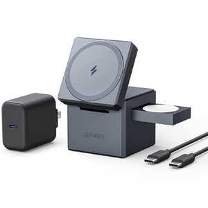 アンカー Anker Japan ワイヤレス充電器 Anker 3in1 Cube with MagSafe Gray Y1811JA1