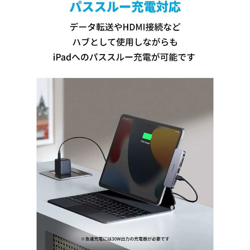 アンカー Anker Japan アンカー Anker Japan Anker 541 USB-C ハブ (6-in-1 for iPad) Gray [バスパワー /6ポート] A83630A1 A83630A1