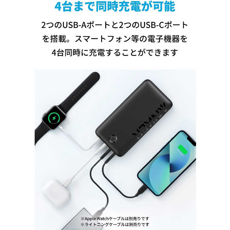 アンカー Anker Japan アンカー Anker Japan モバイルバッテリー Anker 347 Power Bank (PowerCore 40000) ブラック [40000mAh /USB Power Delivery対応 /4ポート /充電タイプ] A1377011 A1377011