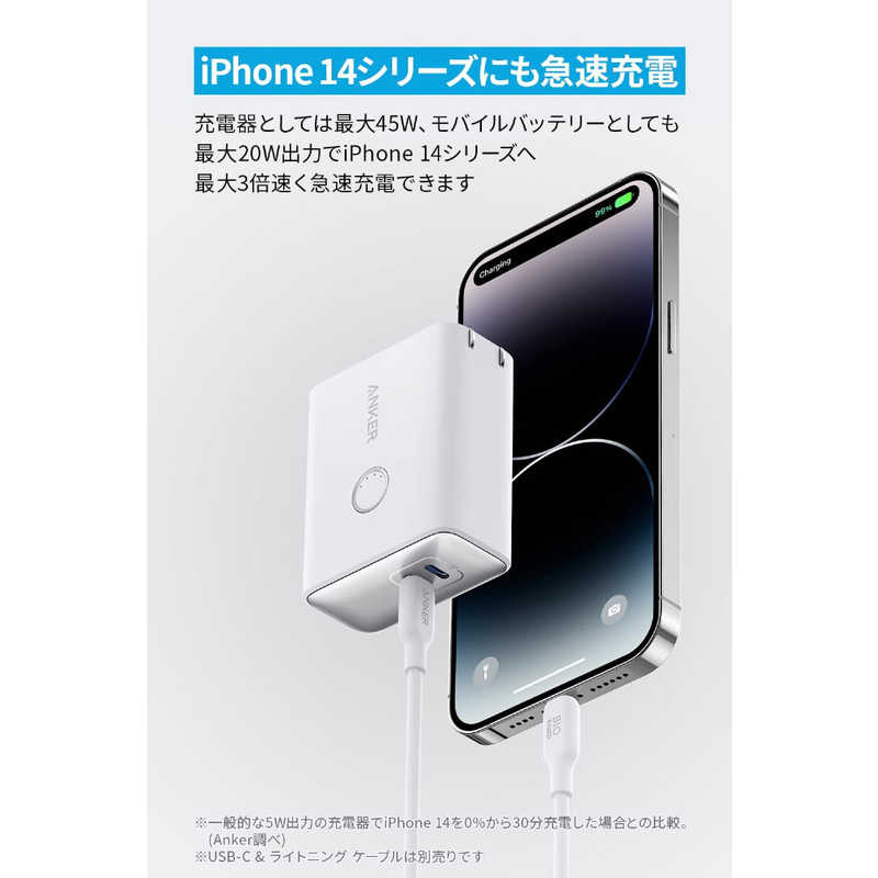 アンカー Anker Japan アンカー Anker Japan モバイルバッテリー Anker 521 Power Bank (PowerCore Fusion 45W) ［5000mAh /2ポート ］ A1626N21 A1626N21