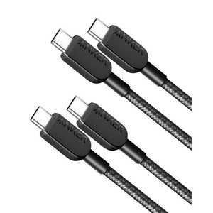 アンカー Anker Japan Anker 310 高耐久ナイロン USB-C ＆ USB-Cケーブル 0.9m 2本セット Black ［USB Power Delivery対応］ B81E5011