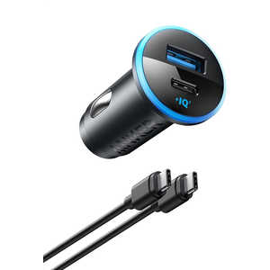 アンカー Anker Japan Anker 323 Car Charger (52.5W) with USB-C ＆ USB-C ケーブル Black ［2ポート］ B2735011