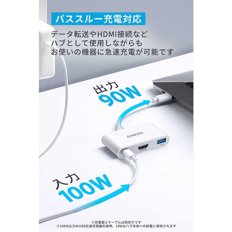 アンカー Anker Japan アンカー Anker Japan USBC ハブ Anker 321 White ［バスパワー /3in1 /USB Power Delivery対応］ A8339N21 A8339N21