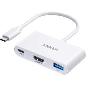 アンカー Anker Japan USBC ハブ Anker 321 White ［バスパワー /3in1 /USB Power Delivery対応］ A8339N21