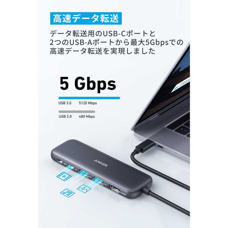 アンカー Anker Japan アンカー Anker Japan 映像変換アダプタ ［USB-C オス→メス HDMI /USB-Ax2＋USB-C＋USB-Cメス給電 /USB Power Delivery対応 /100W］ ブラック A8355011 A8355011