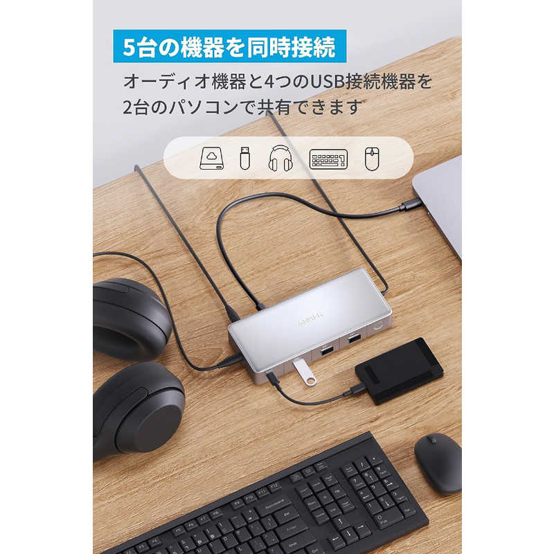 アンカー Anker Japan アンカー Anker Japan Anker KVM Switch (Dual 4K、For デスクトップPC ＆ ノートPC) Gray ［USB 3.2 Gen1対応 /USB Power Delivery対応］ A83K25A1 A83K25A1