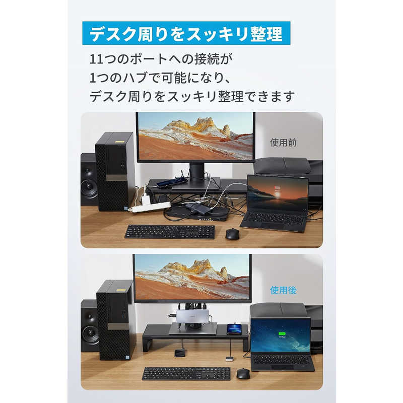 アンカー Anker Japan アンカー Anker Japan Anker KVM Switch (Dual 4K、For デスクトップPC ＆ ノートPC) Gray ［USB 3.2 Gen1対応 /USB Power Delivery対応］ A83K25A1 A83K25A1
