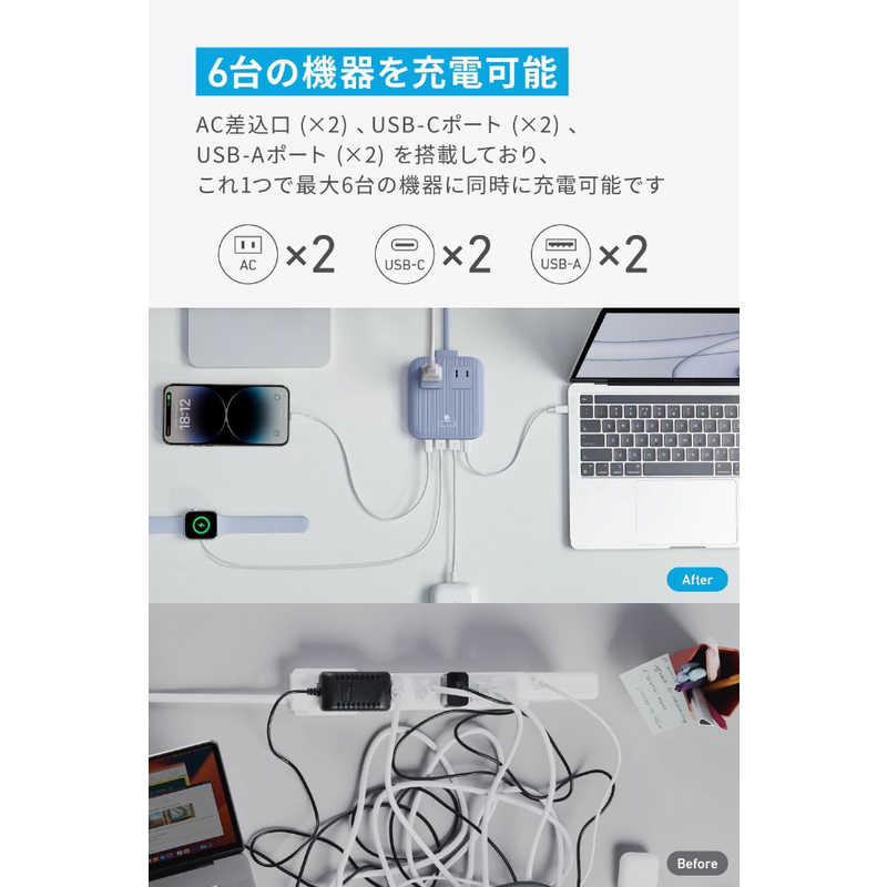 アンカー Anker Japan アンカー Anker Japan Anker Nano Charging Station (6-in-1、67W) ブルー Blue ［6ポート /USB Power Delivery対応］  