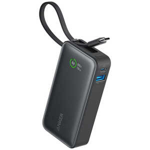 アンカー Anker Japan モバイルバッテリー Nano Power Bank (30W、Built-In USB-C Cable) ［USB Power Delivery対応 /3ポート］ ブラック A1259N11