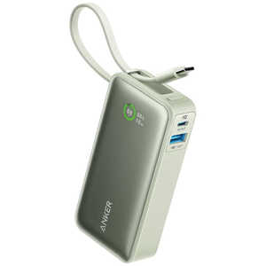 アンカー Anker Japan モバイルバッテリー Nano Power Bank (30W、Built-In USB-C Cable) ［USB Power Delivery対応 /3ポート］ グリーン A1259061