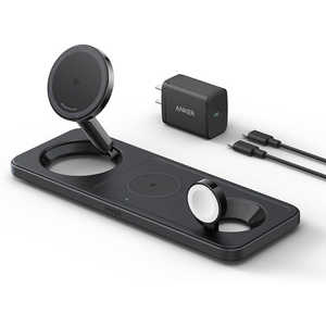 アンカー Anker Japan MagGo Wireless Charging Station with Charger and USB-C Cable Black ［3ポート /15W］ B25M1N11