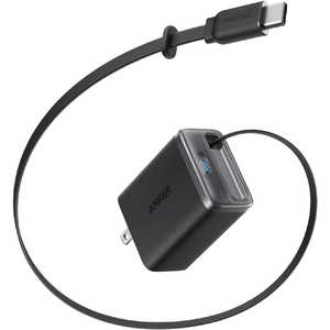 アンカー Anker Japan Anker Nano Charger (35W Built-In 巻取り式 USB-Cケーブル) ブラック ［USB Power Delivery対応 / 2ポート］ A2658N11