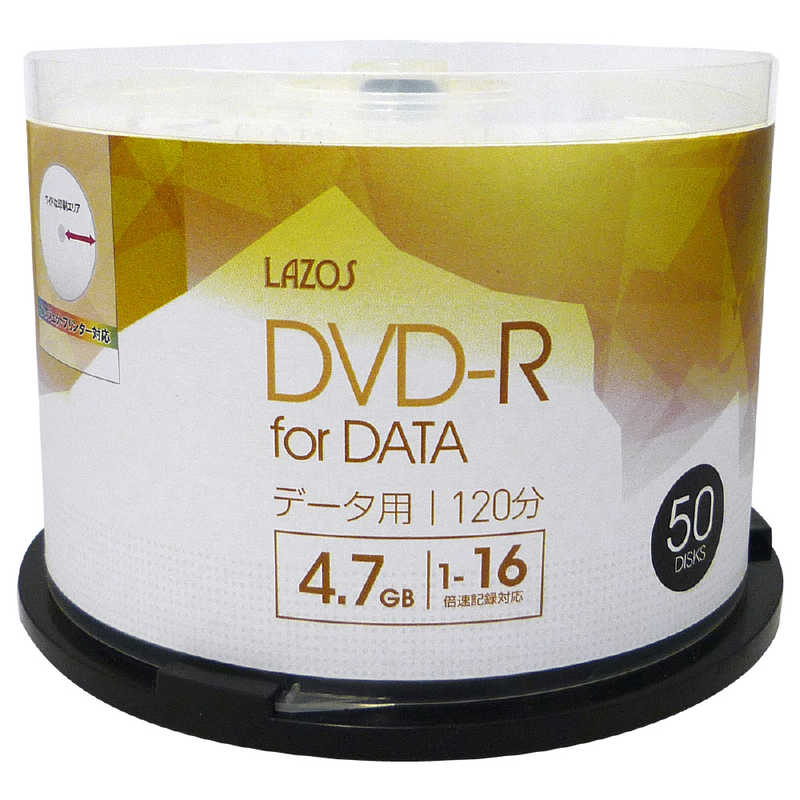 リーダーメディアテクノ リーダーメディアテクノ データ用DVD-R LAZOS 1-16倍速 [50枚 /4.7GB /インクジェットプリンター対応] L-DD50P L-DD50P