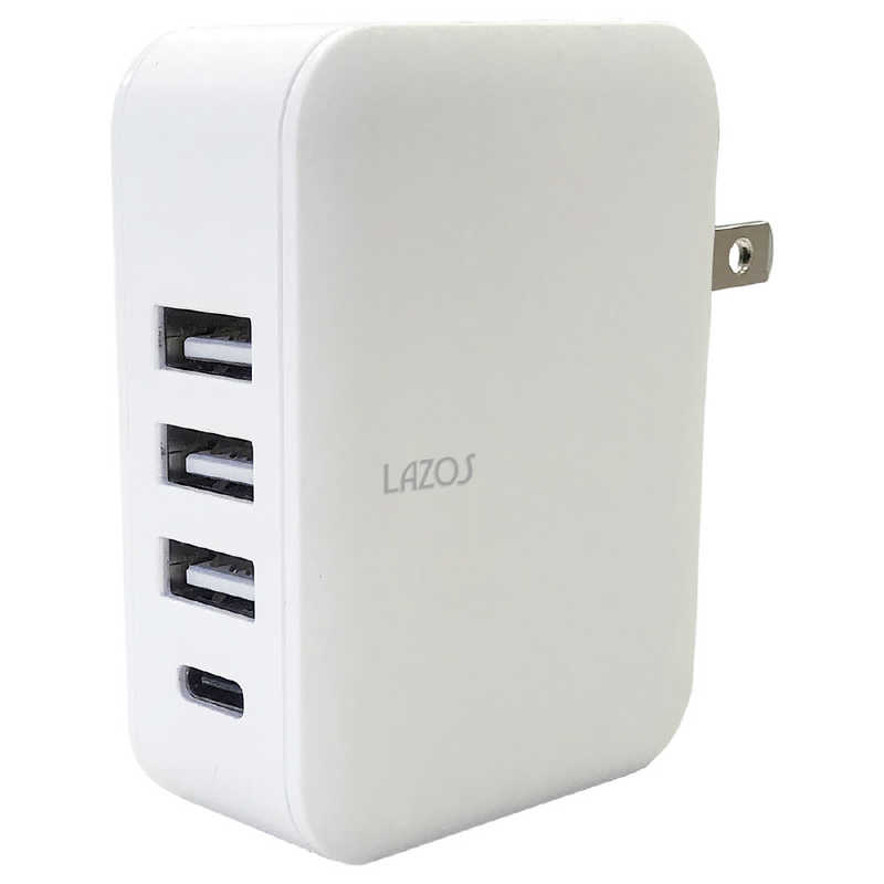 リーダーメディアテクノ リーダーメディアテクノ AC充電器4口 4.8A (USB3+TypeC1) L-AC4.8W ホワイト L-AC4.8W ホワイト