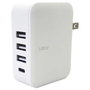 リーダーメディアテクノ AC充電器4口 4.8A (USB3+TypeC1) L-AC4.8W ホワイト