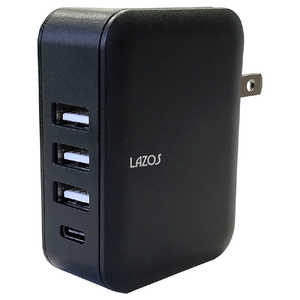 リーダーメディアテクノ AC充電器4口 4.8A (USB3+TypeC1) L-AC4.8B ブラック