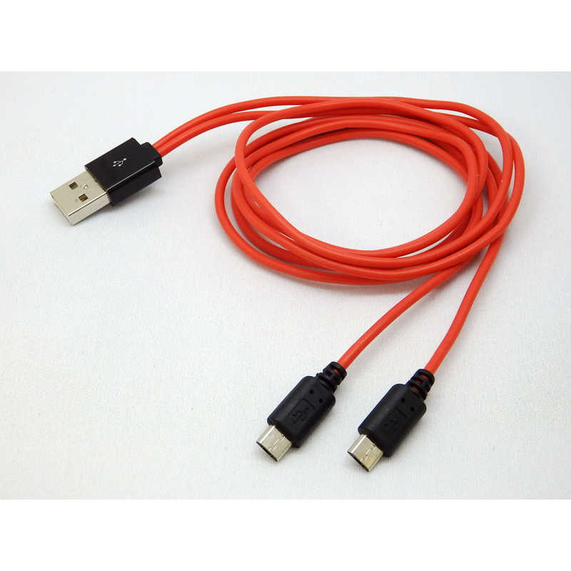 SSAサービス SSAサービス USBケーブル microUSB2股(充電専用) 80cm 急速充電2.4A対応 microUSB microUSB(オス)x2 / USB A(オス) レッド ［TypeAオス］ SU2MC80X2 SU2MC80X2