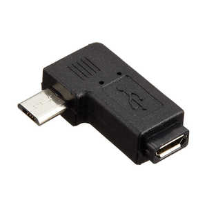 SSAサービス USB変換コネクタ L型上向き [microUSB(オス)/microUSB(メス)] ブラック SMCFMCMR